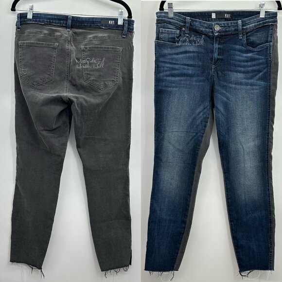 Kut from the Kloth Connie Ankle Skinny Jeans Two-Toned Raw Hem Size 10 - Picture 1 of 7